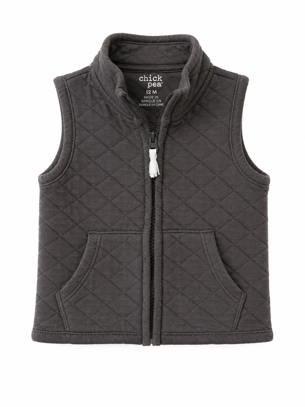 chick pea Quilted Toddler Vest - Charcoal Gray